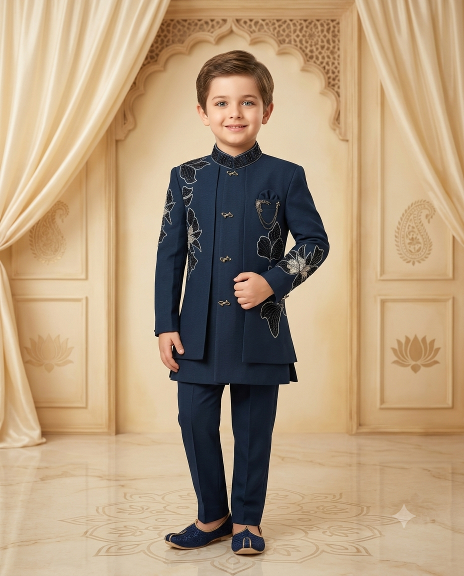 Boys Indo-Western Suit Japanese Suiting Fabric