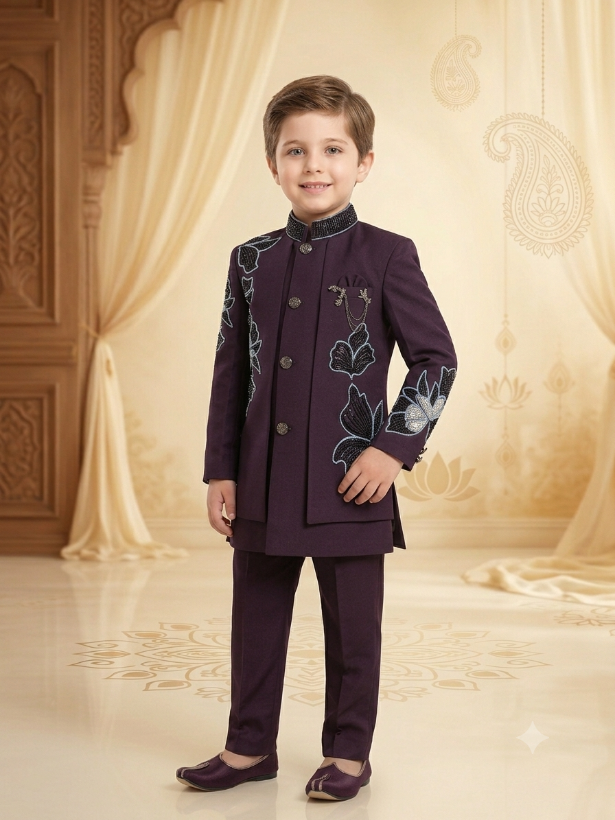 Boys Indo-Western Suit Japanese Suiting Fabric