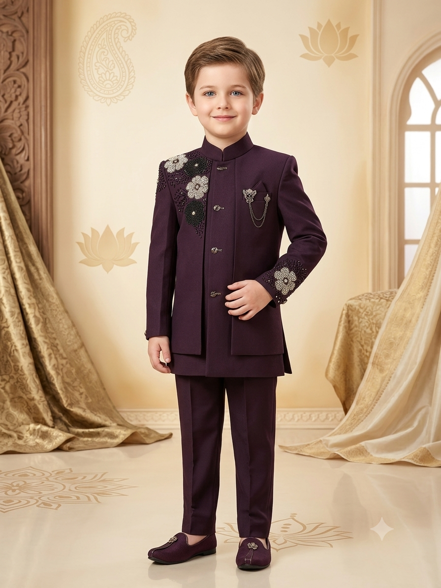 Boys Indo-Western Suit Japanese Suiting Fabric