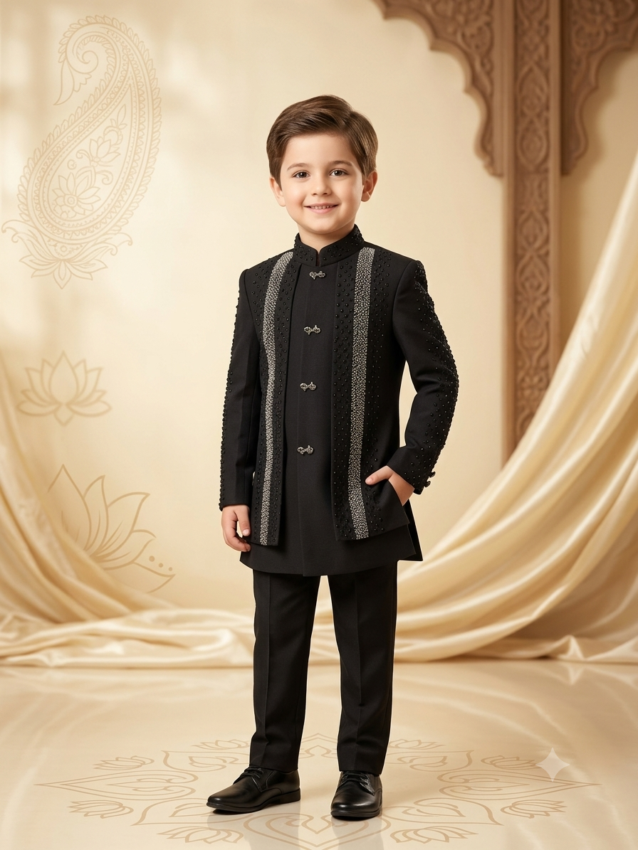 Boys Indo-Western Suit Japanese Suiting Fabric