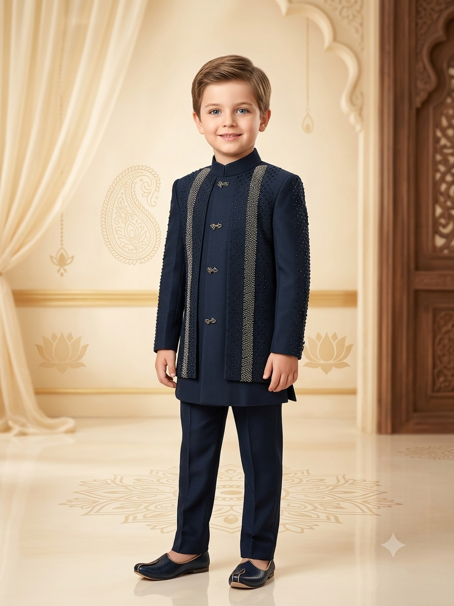 Boys Indo-Western Suit Japanese Suiting Fabric