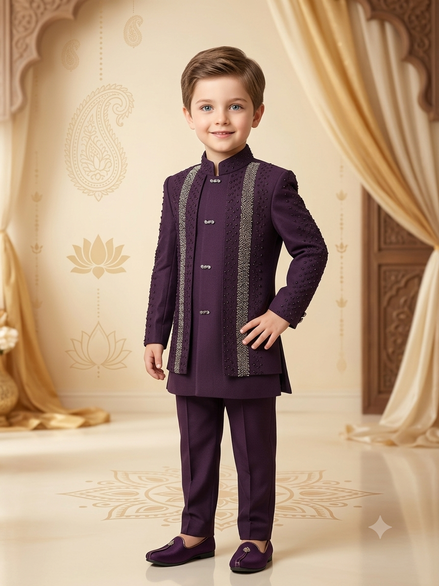 Boys Indo-Western Suit Japanese Suiting Fabric