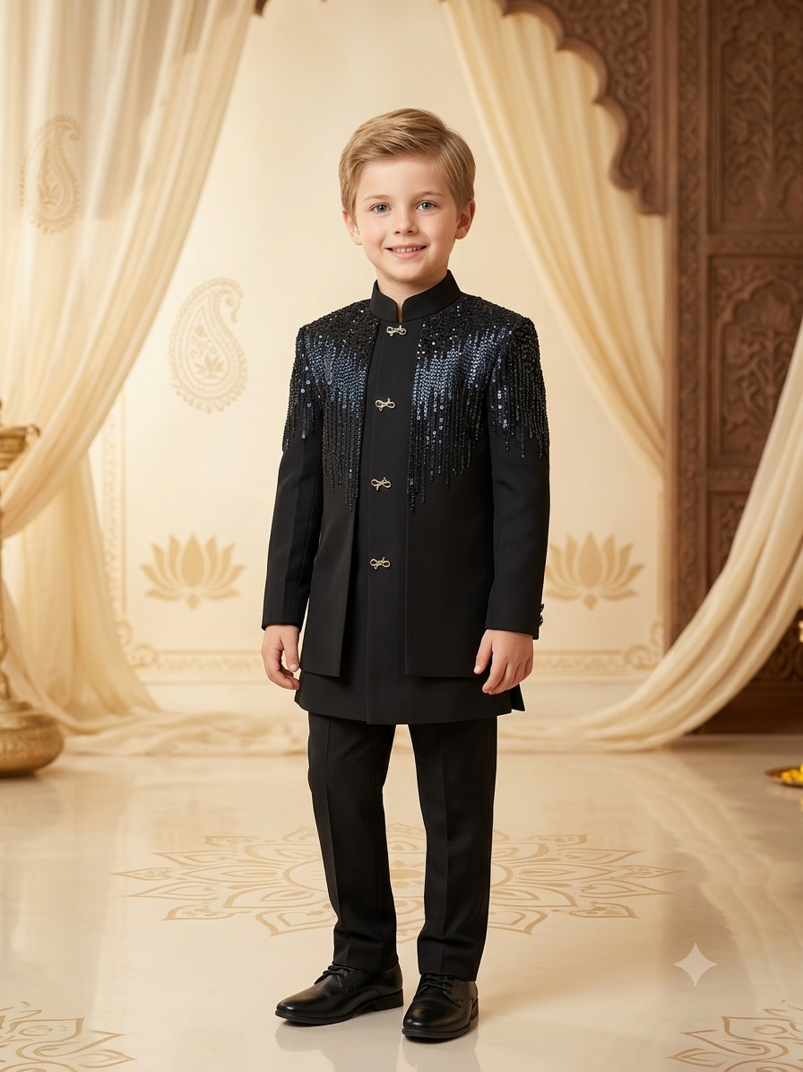 Boys Indo-Western Suit Japanese Suiting Fabric