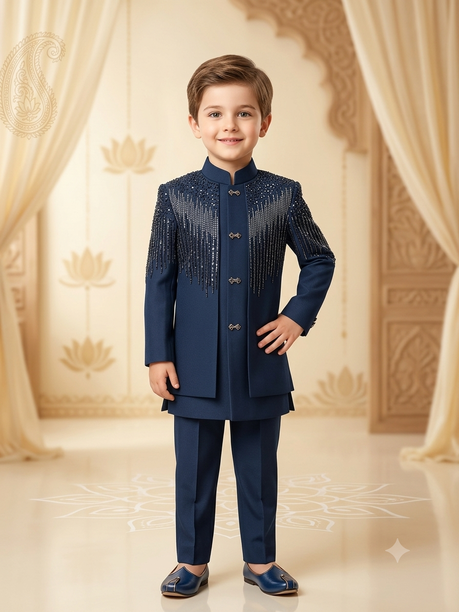 Boys Indo-Western Suit Japanese Suiting Fabric