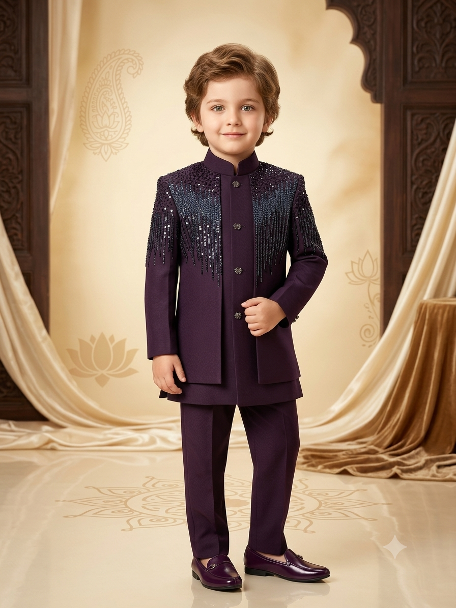 Boys Indo-Western Suit Japanese Suiting Fabric