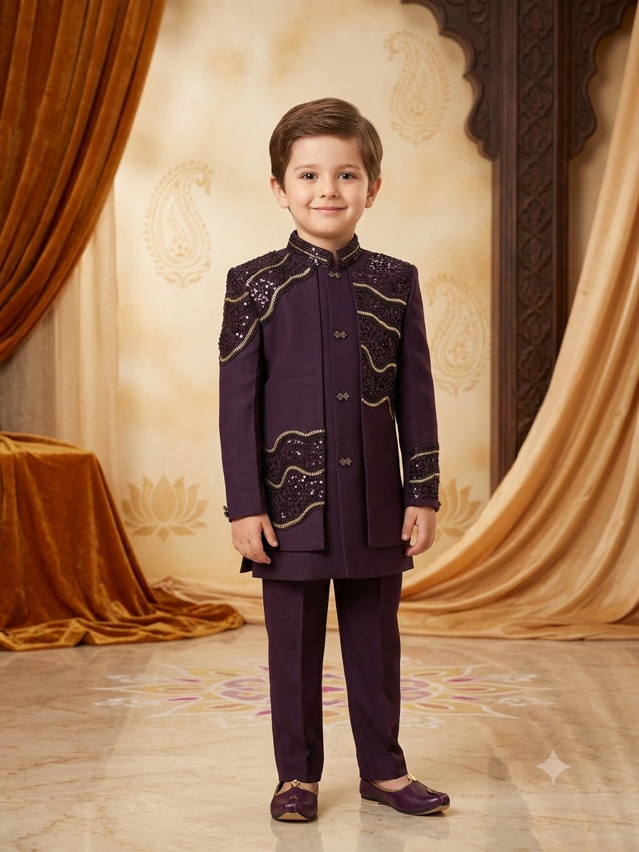 Boys Indo-Western Suit Japanese Suiting Fabric