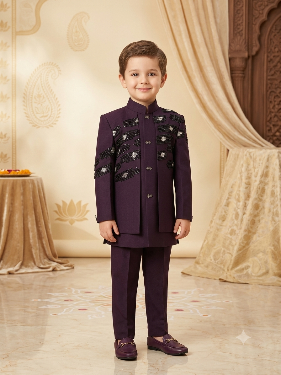 Boys Indo-Western Suit Japanese Suiting Fabric